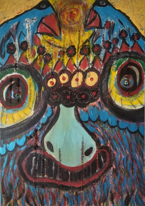 Painting titled "Mountain Troll" by Zazi Art, Original Artwork, Acrylic