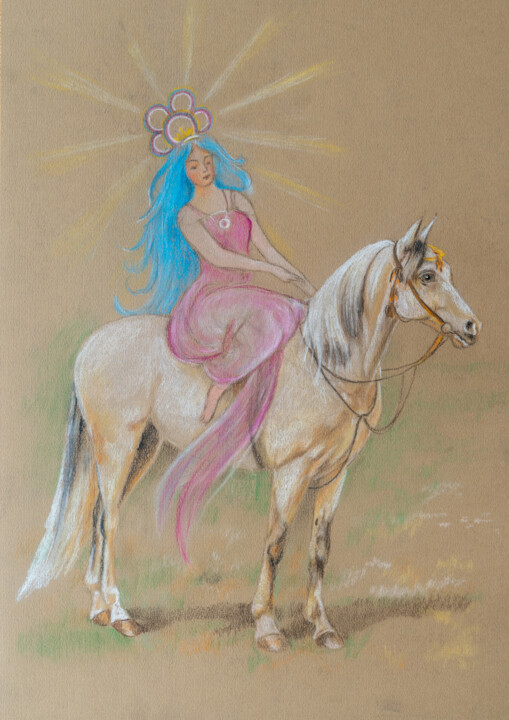 Peinture intitulée "Wiolinda" par Zbigniew Popadiuch, Œuvre d'art originale, Pastel