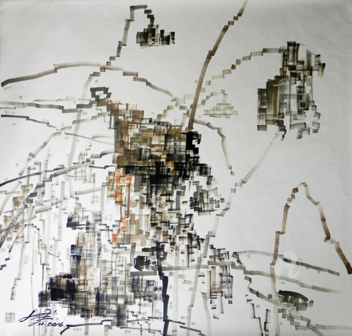 Tekening getiteld "Late Autumn 深秋" door Chunlei Zhang, Origineel Kunstwerk, Inkt