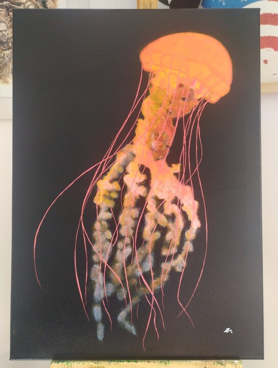 Painting titled "Jellyfish" by Zeak31, Original Artwork, Acrylic