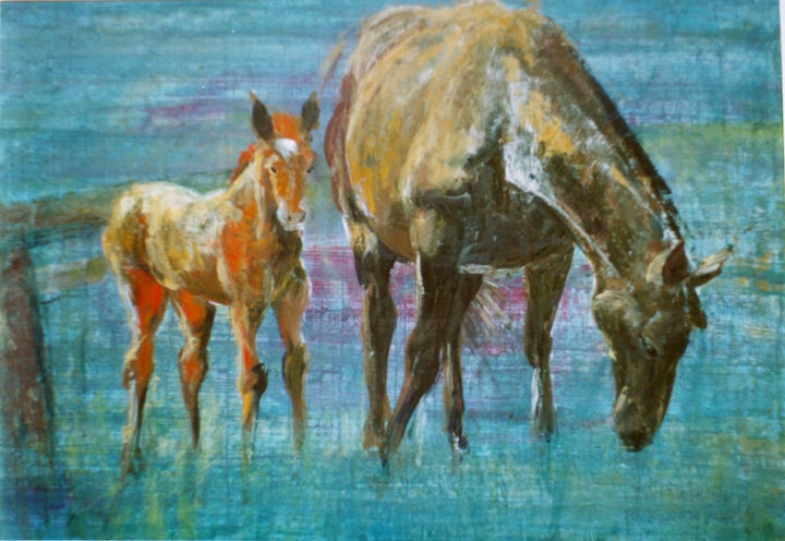 Pintura intitulada "cavalos.jpg" por Zeaugusto Jose Augusto Soares Neto, Obras de arte originais