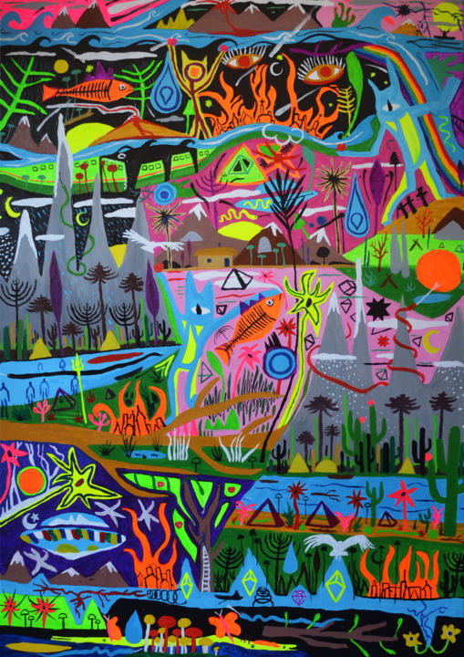 Painting titled "Caminos de fe que d…" by Zebrah, Original Art, Acrylic