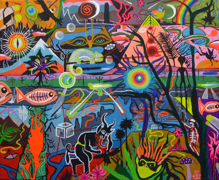 Painting titled "Territorios ocultos" by Zebrah, Original Art, Acrylic