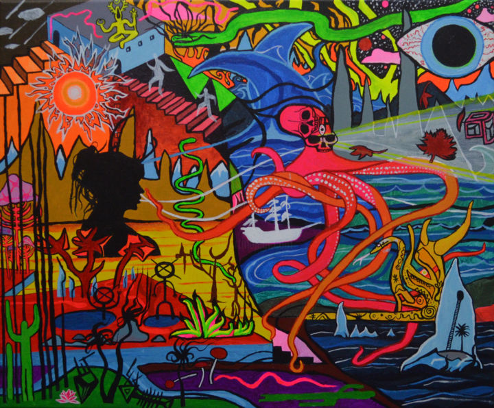 Painting titled "La búsqueda diaria…" by Zebrah, Original Art, Acrylic
