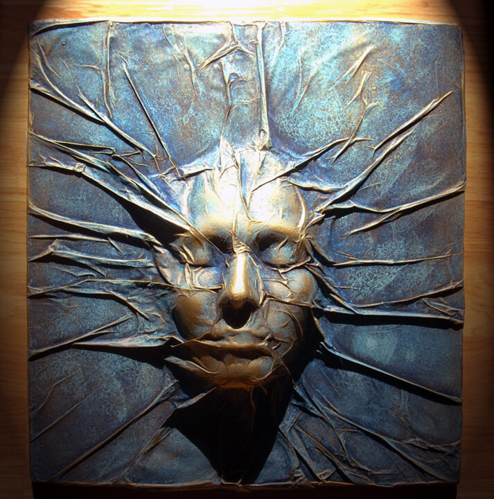 Sculpture intitulée "visage40x40cm.jpg" par Zeddé, Œuvre d'art originale