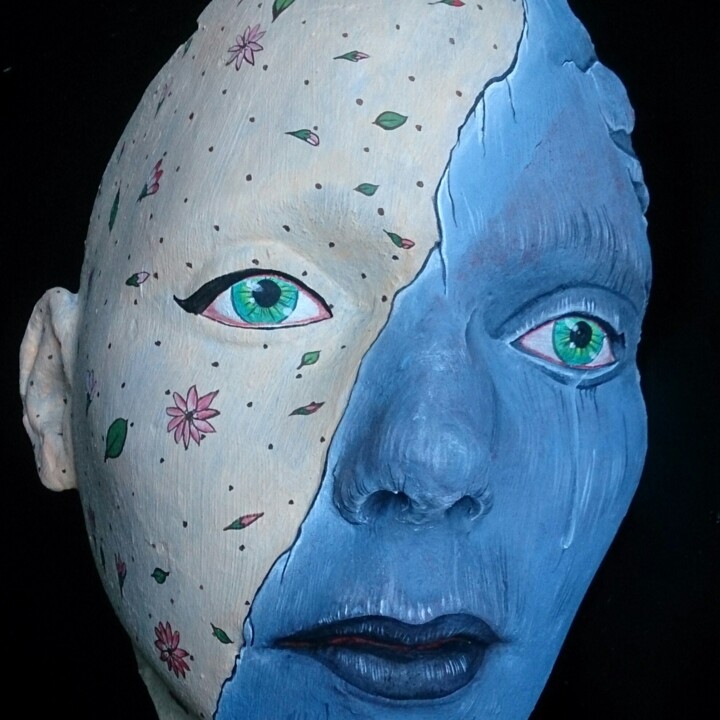 Sculpture intitulée "L'arme bleu" par Zeddé, Œuvre d'art originale