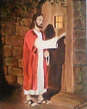 Painting titled "Jesus bate à porta" by José Luís Francisco Zé, Original Artwork, Oil