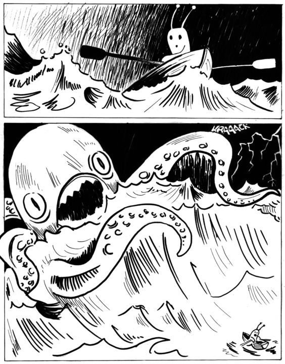 「Comic - Page 2」というタイトルの描画 Emir Delalicによって, オリジナルのアートワーク, インク