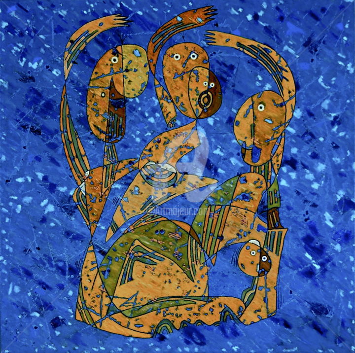 Malerei mit dem Titel "the swimmers" von Zeljko Jancic Zec, Original-Kunstwerk, Öl