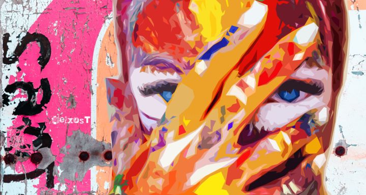Digitale Kunst mit dem Titel "Colorful Face" von Zelko Radic, Original-Kunstwerk, Digitale Malerei