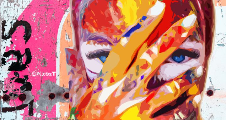 Digital Arts titled "Colorful Face" by Zelko Radic, Original Artwork, Digital Painting