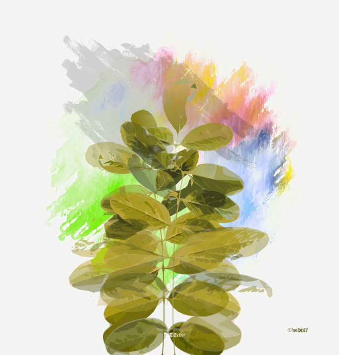 Digitale Kunst mit dem Titel "Twigs" von Zelko Radic, Original-Kunstwerk, Collagen