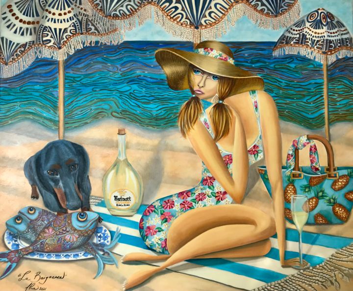 Peinture intitulée "La Baigneuse" par Alicia Zemanek, Œuvre d'art originale, Huile
