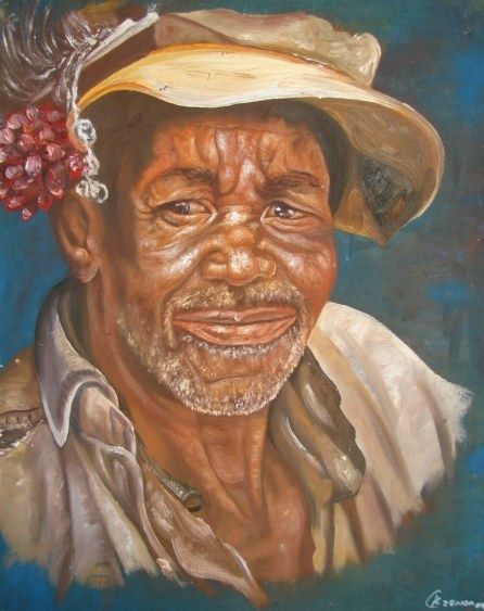 Painting titled "zen_062_cherry_hat.…" by Zendaart, Original Artwork, Oil