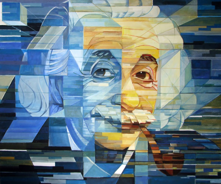 Schilderij getiteld "Portrait of Albert…" door Volodymyr Slepchenko, Origineel Kunstwerk, Acryl