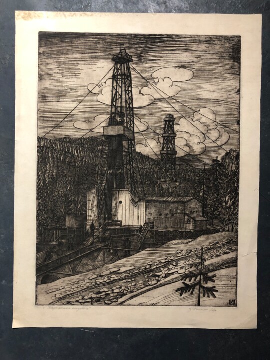 Prenten & gravures getiteld "Etching "Carpathian…" door Zenoviy Ketsalo, Origineel Kunstwerk, Ets