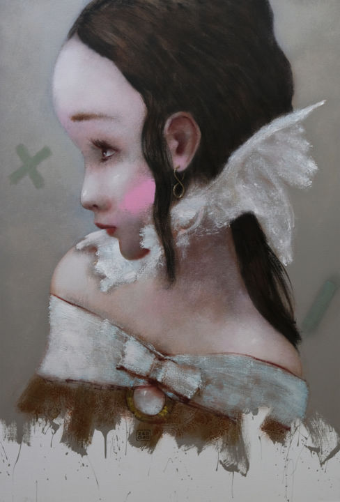 Peinture intitulée "Ангел любви." par Eduard Zentsik, Œuvre d'art originale, Huile