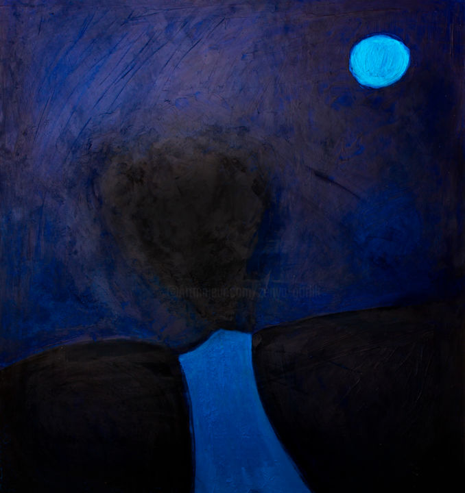 Painting titled "Full Moon. Long way…" by Zenya Gorlik, Original Artwork, Acrylic