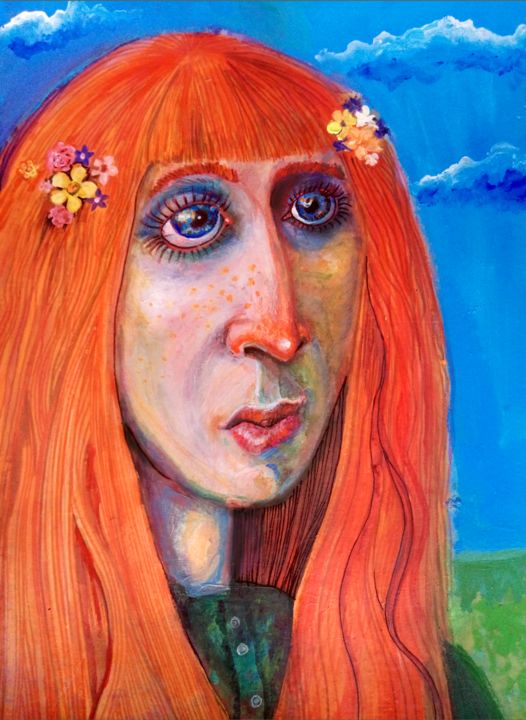 Painting titled "Redhead" by Zenya Gorlik, Original Artwork, Acrylic