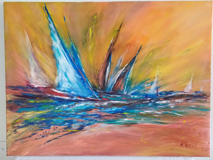 Peinture intitulée "Dans l'univers des…" par Mona Amiot, Œuvre d'art originale, Acrylique