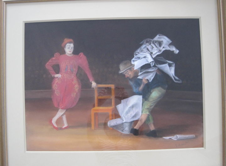 Peinture intitulée "les clowns" par Mona Amiot, Œuvre d'art originale, Pastel
