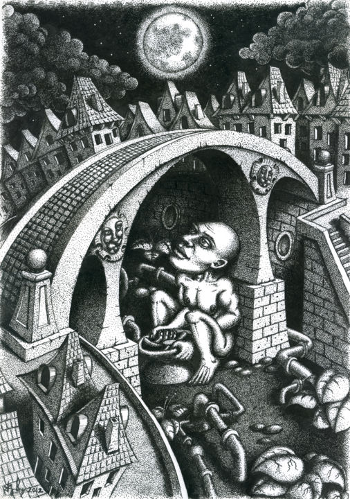 Desenho intitulada "God save the plumbe…" por Juri Kraval, Obras de arte originais, Tinta