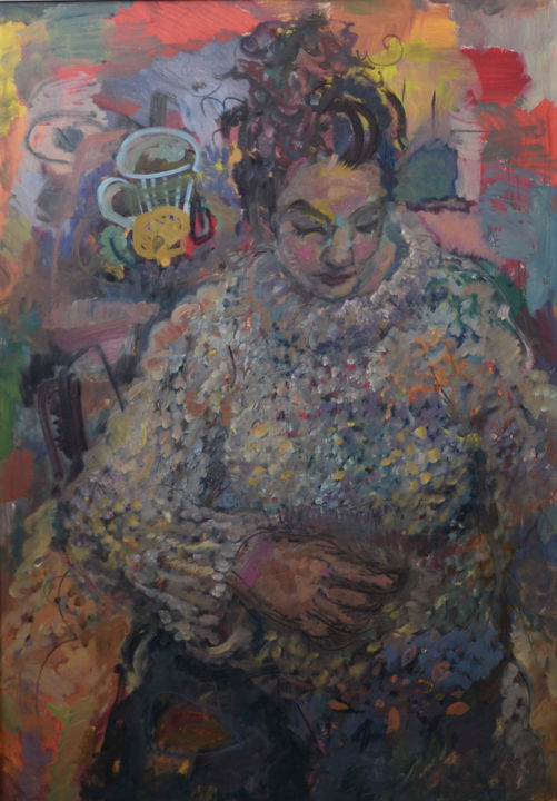 Painting titled "Tea time" by Marija Boljevic, Original Art, Oil