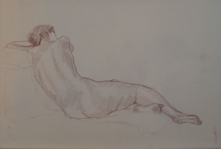 Dibujo titulada "nudo di schiena app…" por Zeven, Obra de arte original, Otro