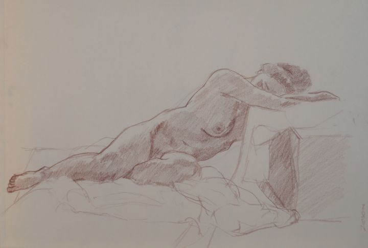 Dessin intitulée "nudo appoggiato a c…" par Zeven, Œuvre d'art originale, Crayon