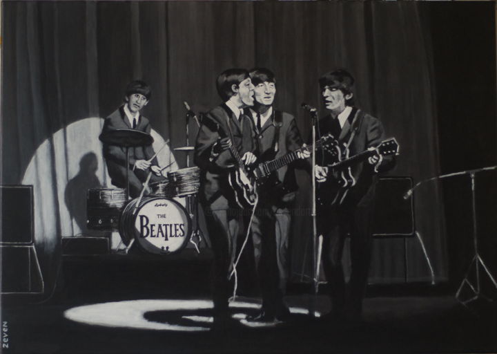 Malerei mit dem Titel "The Beatles at the…" von Zeven, Original-Kunstwerk, Acryl