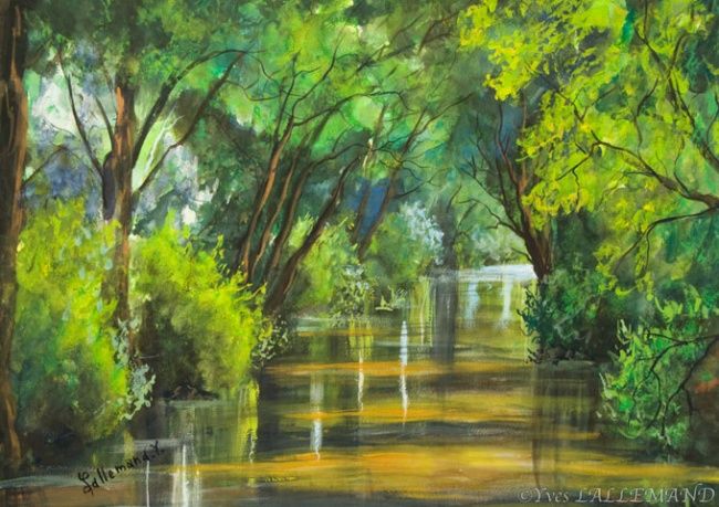 Painting titled "MARAIS POITEVIN" by Yves Lallemand, Original Artwork, Oil