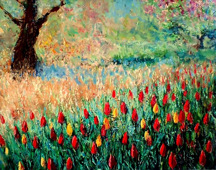 Весенние Мотивы-Тюльпаны В Лесу, Картина - Eduardo | Artmajeur
