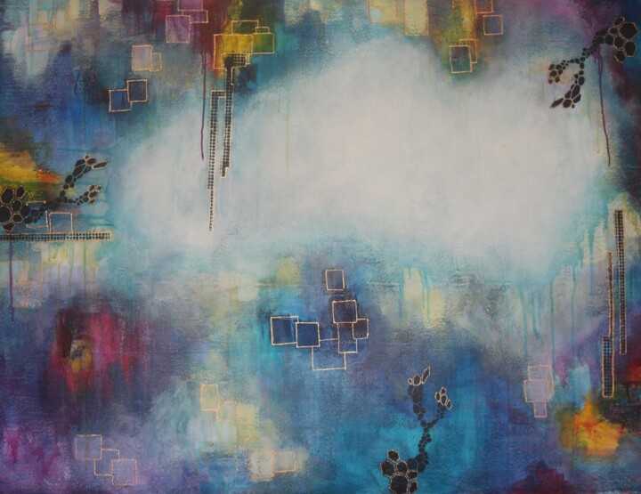 Schilderij getiteld "White Cloud" door Galina Zimmatore, Origineel Kunstwerk, Acryl