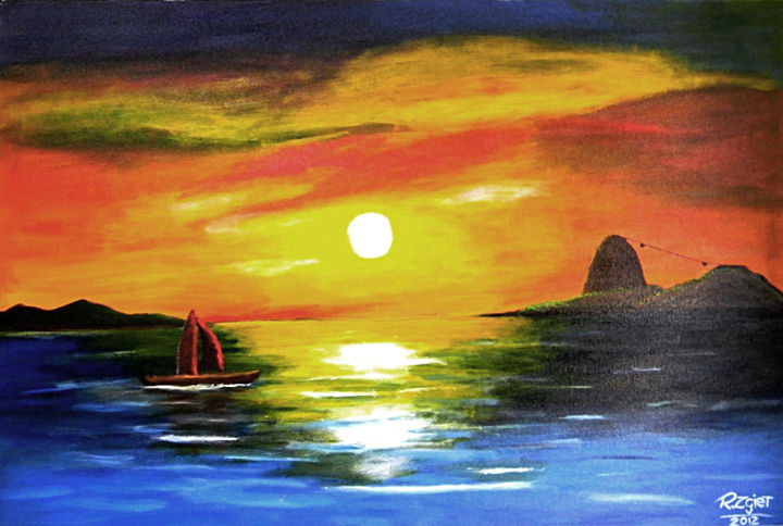 Pintura intitulada "Aurora Carioca" por Rogério Zgiet, Obras de arte originais, Óleo