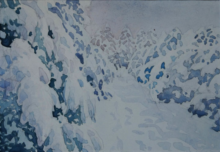 Картина под названием "В соснах." - Александр Згурский, Подлинное произведение искусства, Акварель