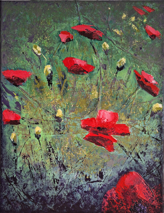 Painting titled "Blooming Dreams" by Zhanar Khamitova, Original Artwork, Acrylic