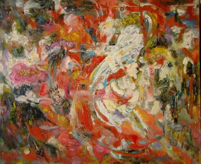 Pittura intitolato "Phoenix, original o…" da Zhang Ai Min (Dapu), Opera d'arte originale, Olio