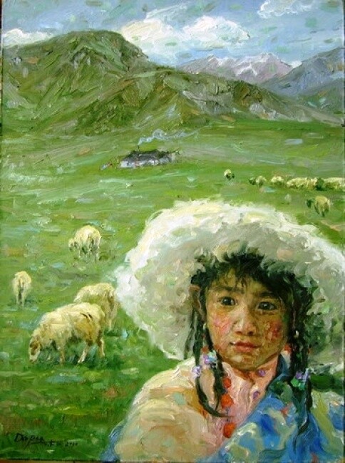 Pintura intitulada "Longing for a Brigh…" por Zhang Ai Min (Dapu), Obras de arte originais, Óleo