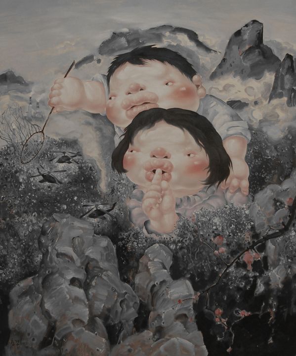Painting titled "《SHH！》" by Yinghua Zhang, Original Artwork, Other
