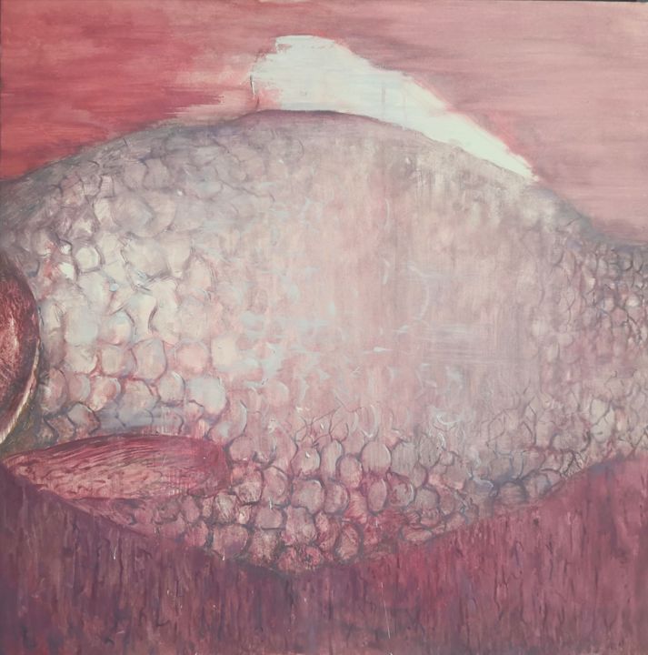 Malerei mit dem Titel "Mondo dei pesci  n.2" von Weixuan Zhang, Original-Kunstwerk, Öl
