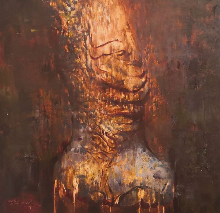 Painting titled "Melt in time" by Weixuan Zhang, Original Artwork, Oil