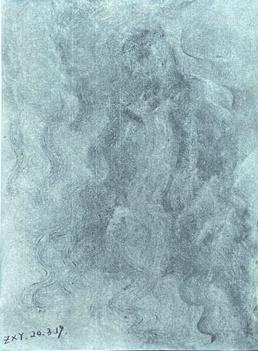 Painting titled "《软性期待》" by 修远 章, Original Art, Charcoal