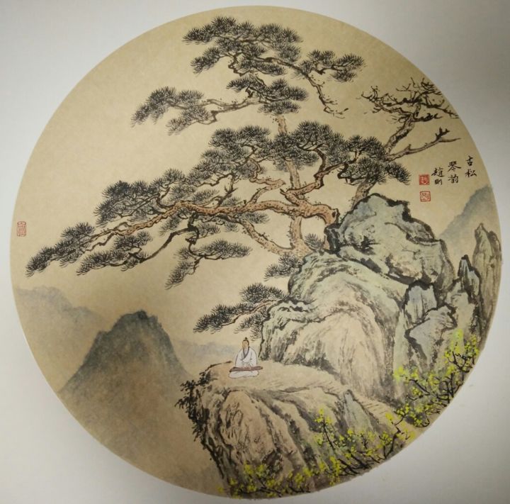 Pittura intitolato "Rhyme under pine" da Gang Zhao Zhao Gang, Opera d'arte originale, pigmenti