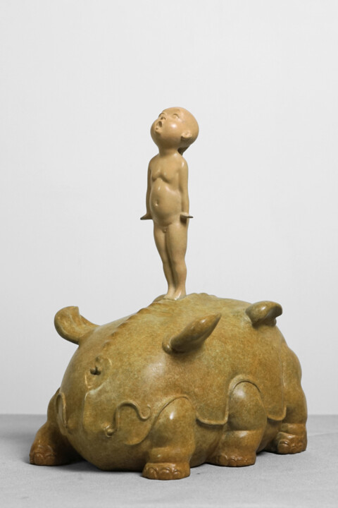 Sculpture intitulée "混沌·天问(seeking the m…" par Zhao Yongchang, Œuvre d'art originale, Bronze