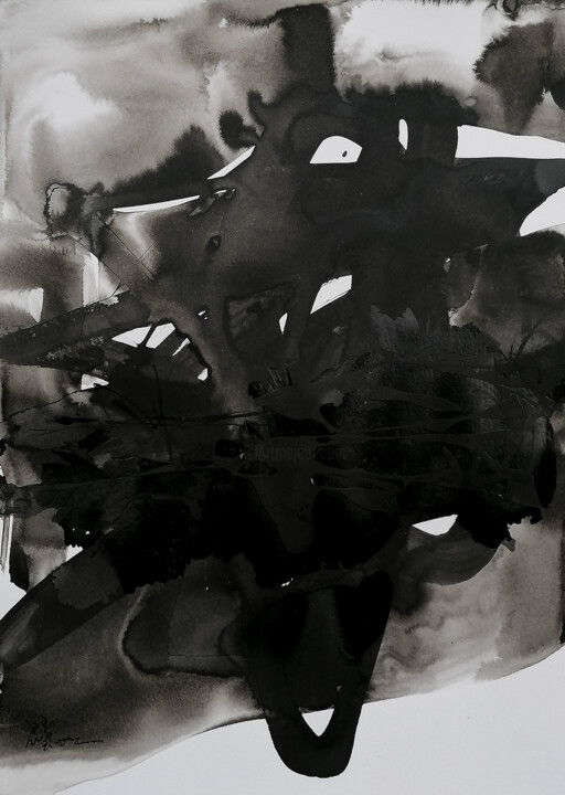 Картина под названием "Paysages dansants06" - Biru Zhao, Подлинное произведение искусства, Чернила