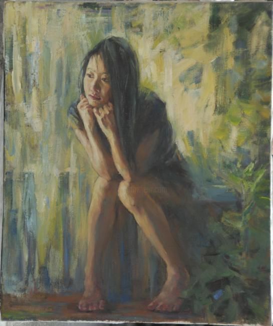 Painting titled "Youth: original oil…" by Zhaoqian Xu, Original Artwork, Oil