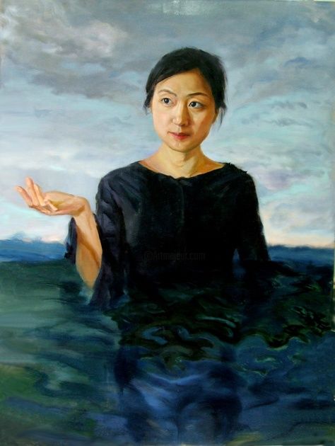 Painting titled "冥" by Zhen Yu Zhao, Original Artwork, Oil