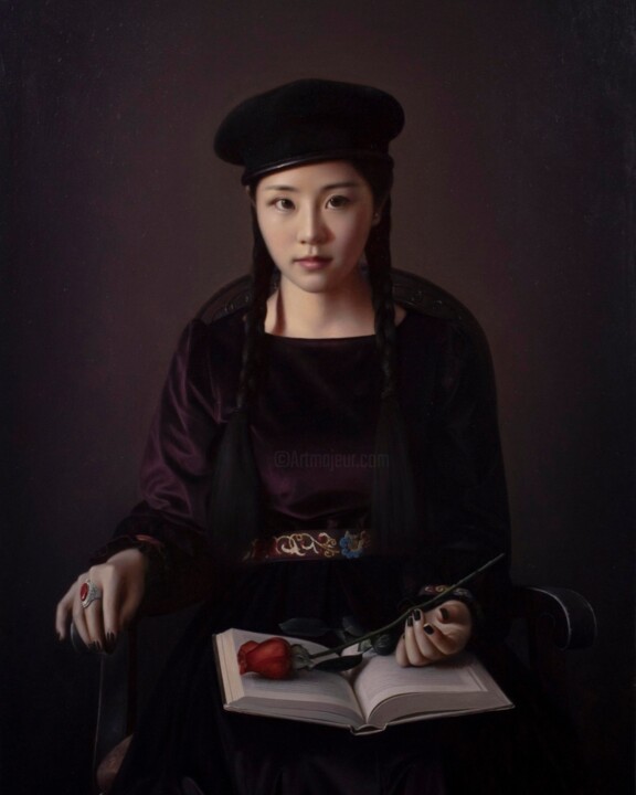 Schilderij getiteld "嵇呼" door Zhi Lei Li, Origineel Kunstwerk, Olie Gemonteerd op Houten paneel