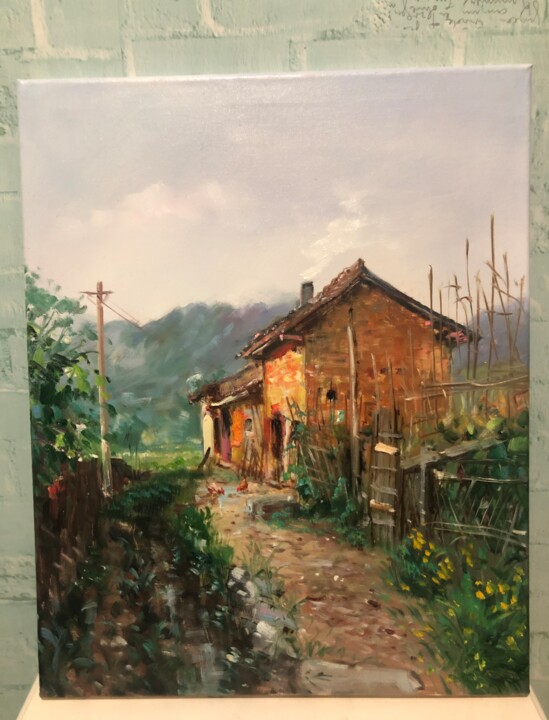 Pittura intitolato "乡村的温度" da Zhi Lei Li, Opera d'arte originale, Olio Montato su Pannello di legno