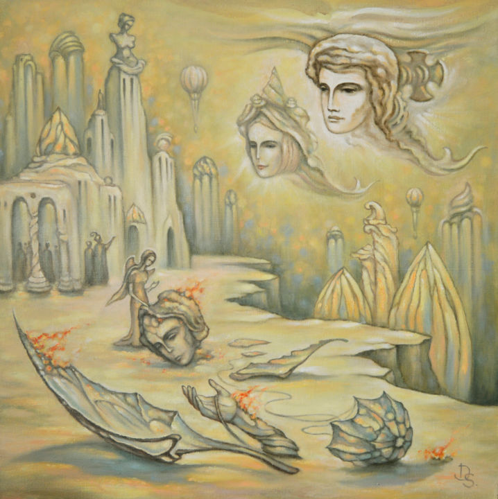 Painting titled "Return of Icarus" by Dim Safonsky, Original Artwork, Acrylic